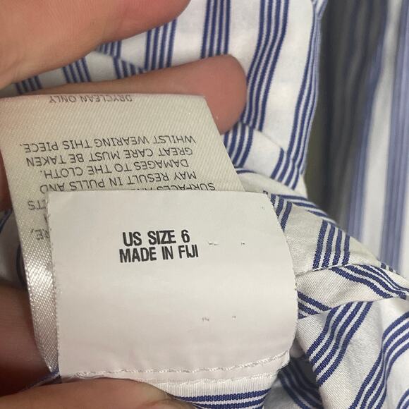 Scanlan Theodore Blue Striped oversized Long Sleeve Button-Up Top Shirt sz 6 - Picture 4 of 7